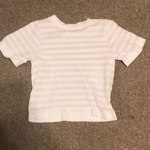 Cropped short sleeve striped shirt